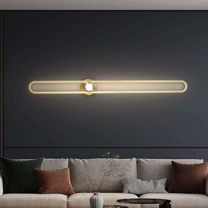 Modern LED Metal Wall Sconce Linear Shape Wall Light with Acrylic Shade for Bedroom