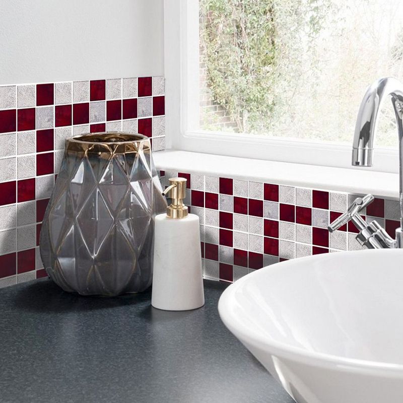 Red Mosaic Tile Wallpapers Pick Up Sticks Moroccan Washroom Wall Covering, 50 Pieces