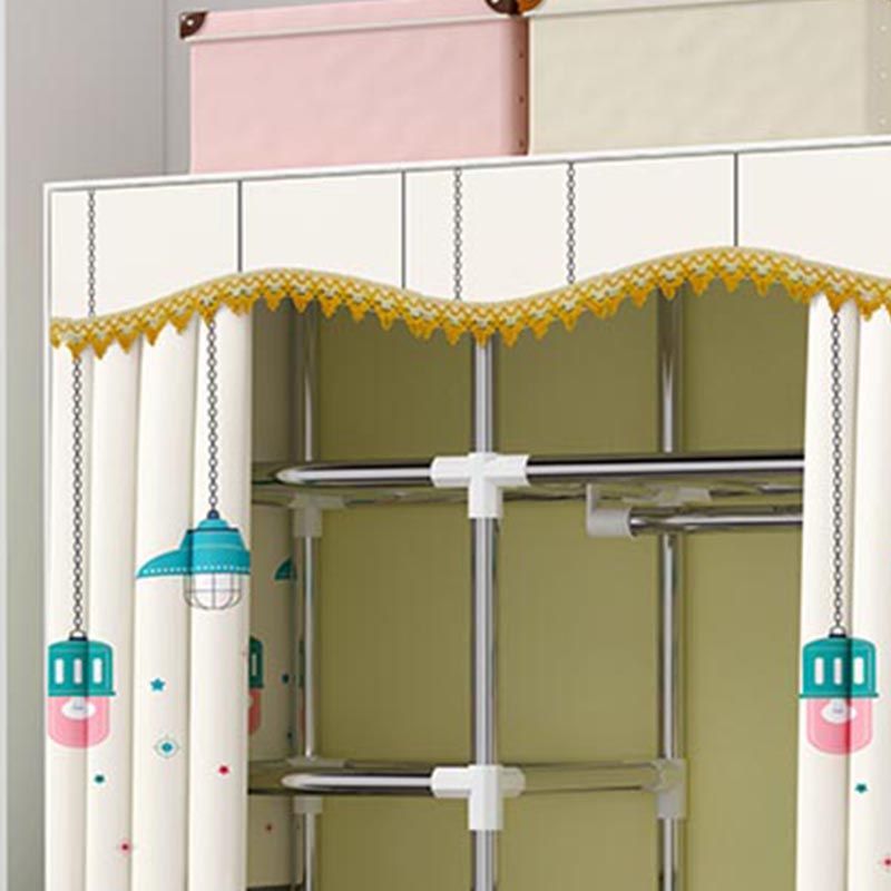 Contemporary Style Wardrobe Metal Clothes Rail Included Wardrobe Closet
