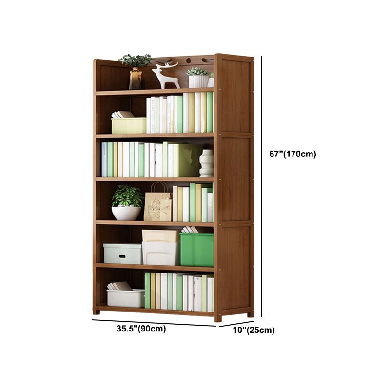 Contemporary Floor Closed Back Bookshelf Bamboo Home Shelf Bookcase