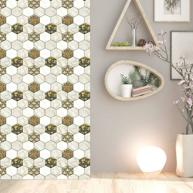 Peel and Stick Tiles Hexagonal Plastic Waterproof Peel & Stick Tile for Shower 2-Pack