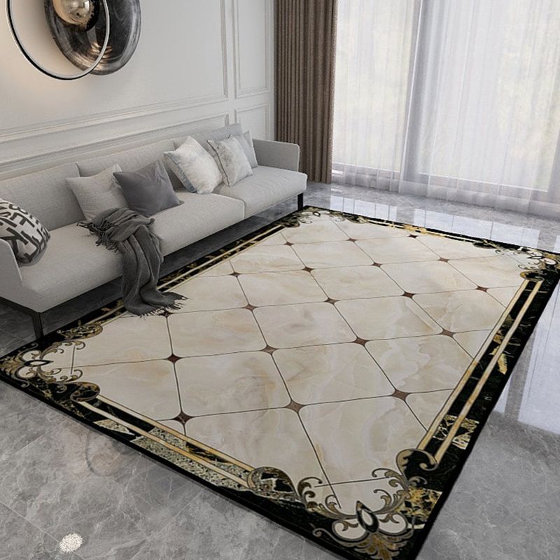 Modern Geometric Printed Rug Multi-Color Synthetics Area Rug Pet Friendly Easy Care Washable Area Carpet for Parlor