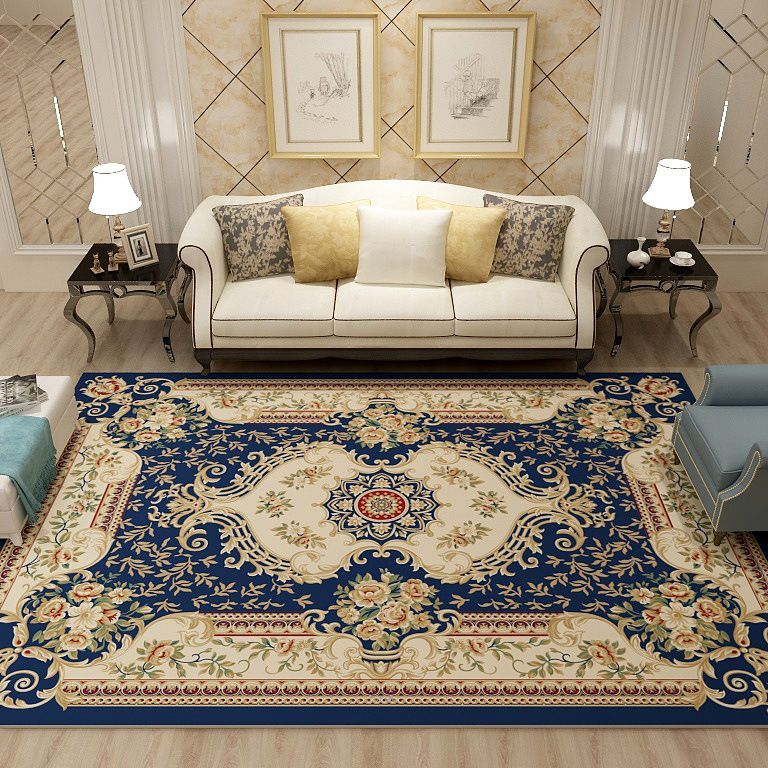 Multi-Colored Moroccan Rug Synthetics Jacquard Pattern Rug Washable Stain Resistant Non-Slip Carpet for Lounge
