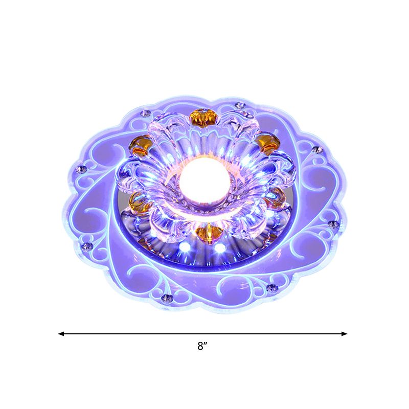 Lampada da soffitto floreale Modernità Lampada da incasso a LED in cristallo sfaccettato trasparente per corridoio