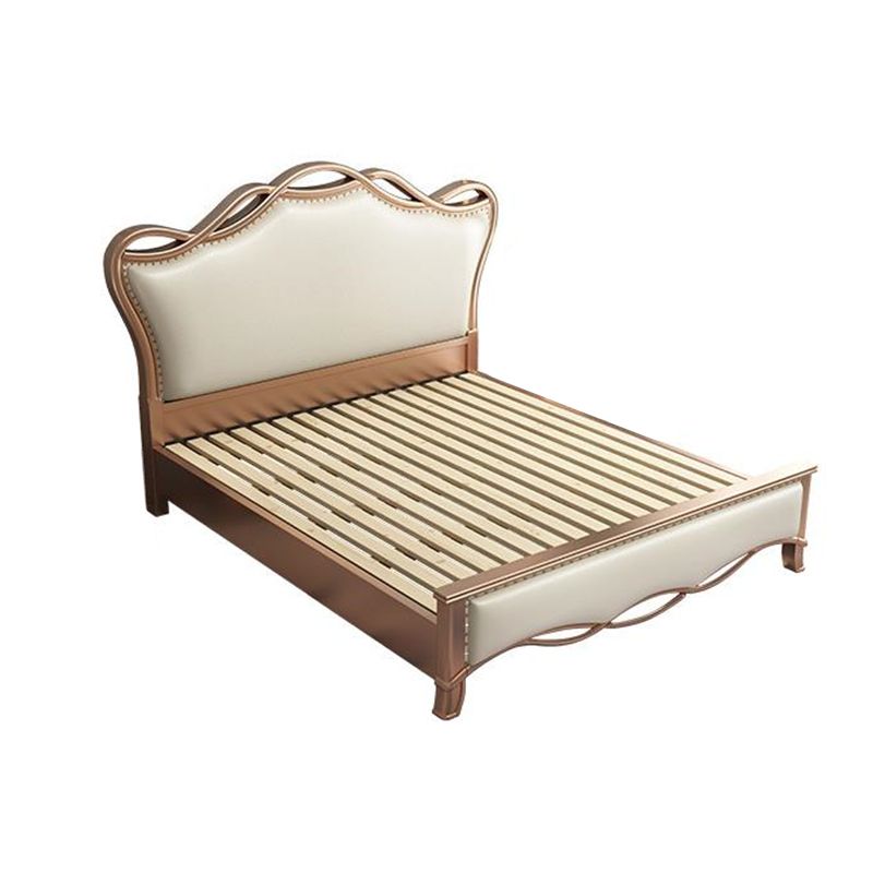 Solid Color Panel Bed Panel Victorian Bed Frame With Custom Gold Legs