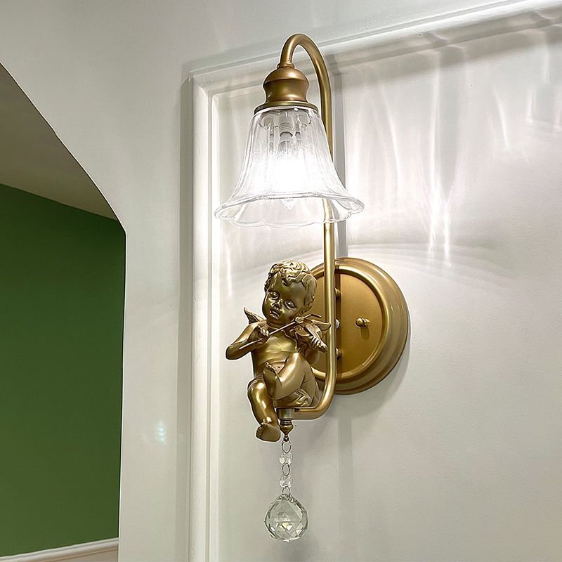 Glass Shade Wall Mounted Light Fixture 1-Light Modernism Wall Mounted Sconce