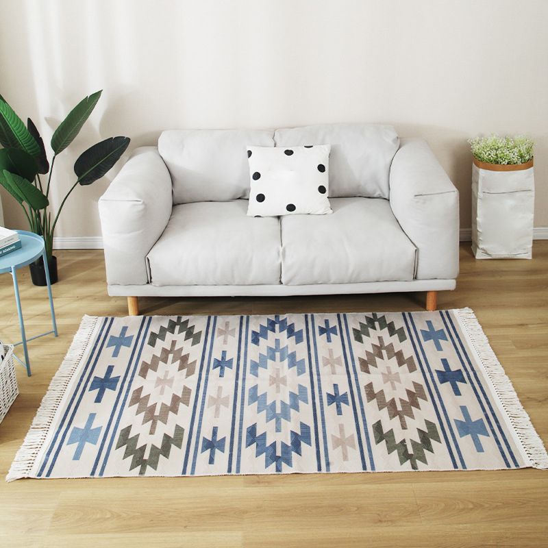 Stijlvolle boho chic tapijt multicolor geometrisch vloerkleed machine wassen tassel-getrimde tapijt voor huis