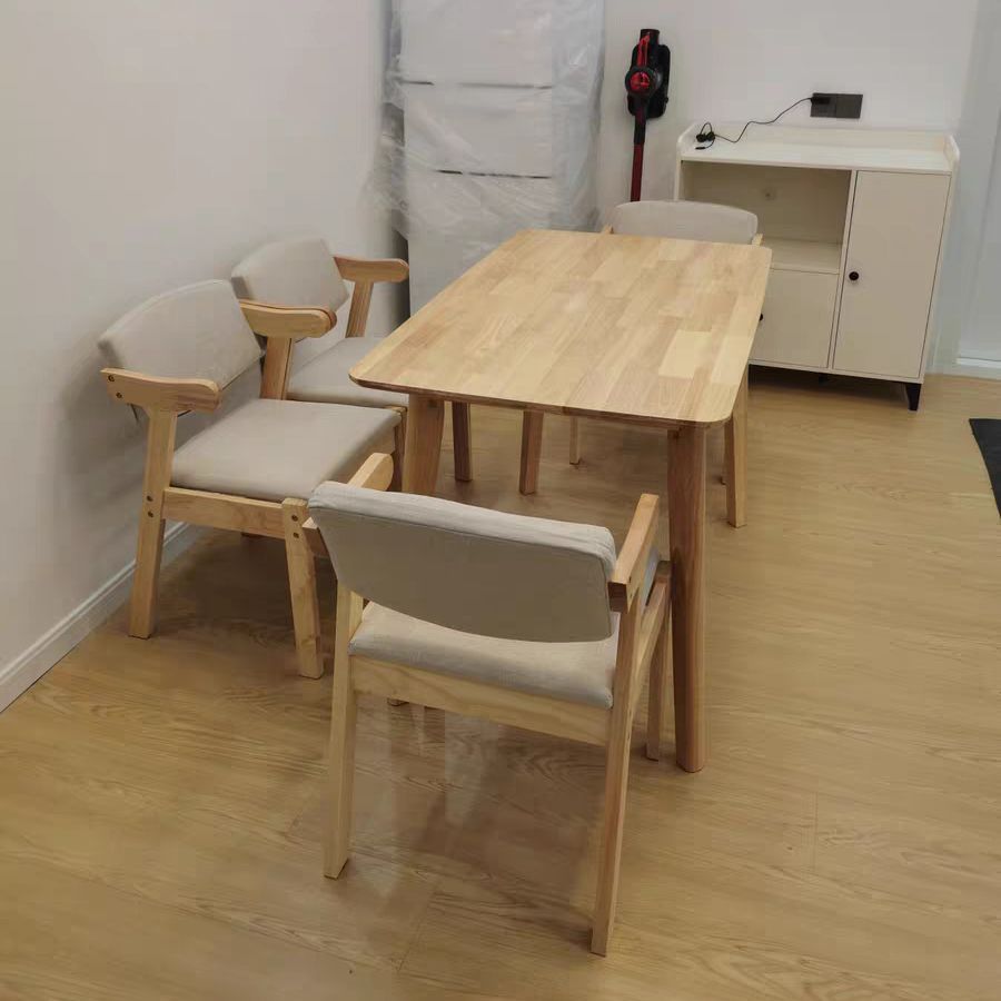 Minimalist Wooden Table Set for 4/6 with Rectangle Table Dining Set for Restaurant