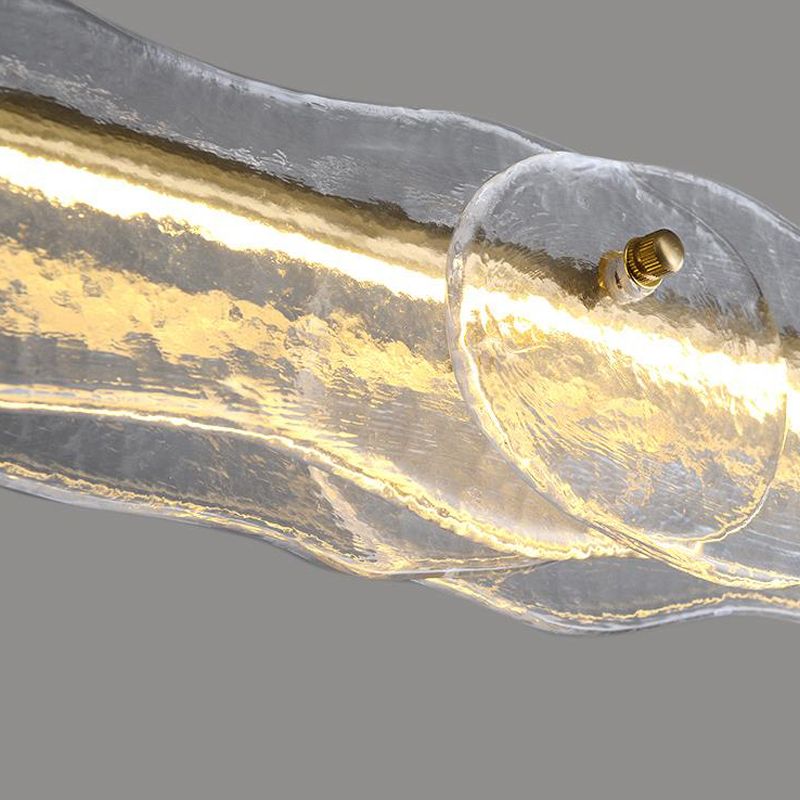 1-Light Island Light Modern Style Linear Shape Glass Shade Pendant Lighting