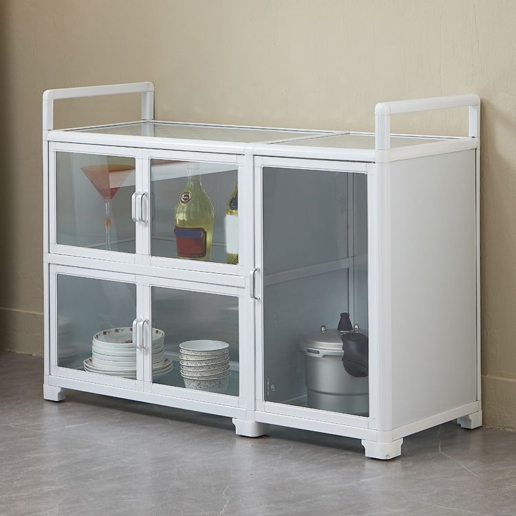 Contemporary Metal Sideboard Glass Buffet Table for Living Room