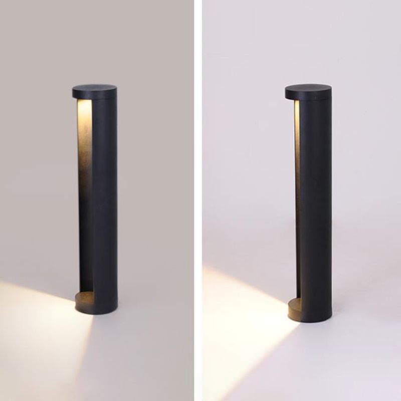 Aluminum Cylinder Shaped Ground Light Minimalism Black LED Path Lighting for Garden
