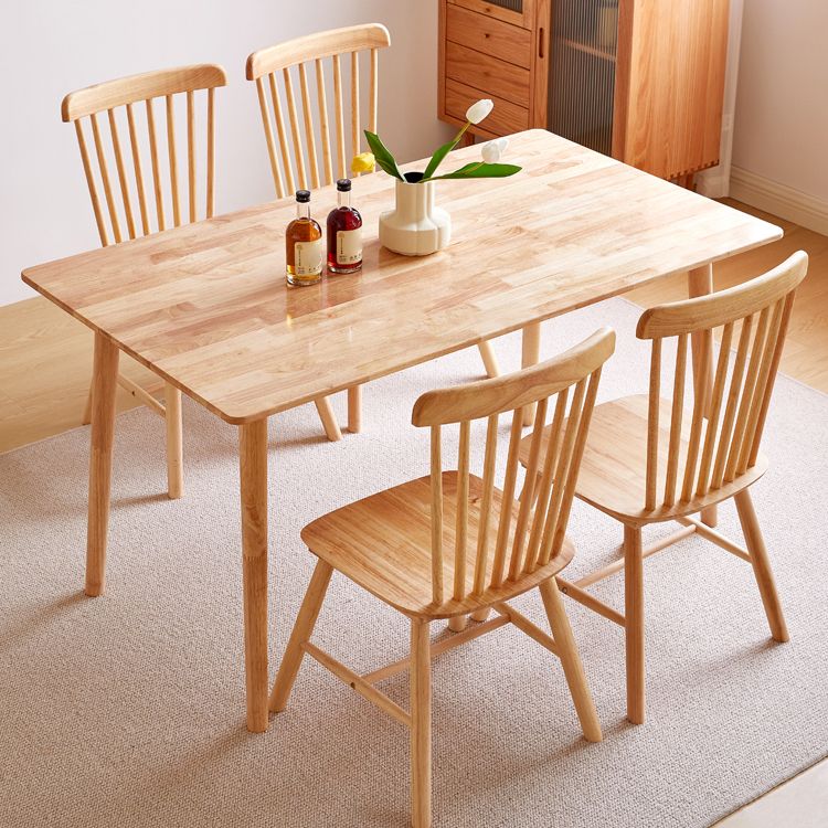 Wooden Table Set of 5/7 with Rectangle Table Modern Dining Set with Winsor Chairs for Restaurant