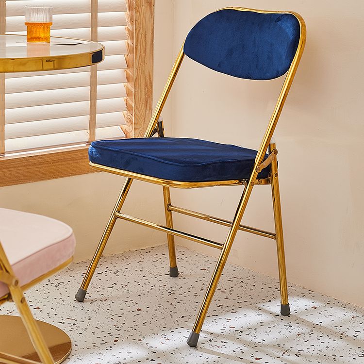 Silla lateral escandinava de terciopelo con respaldo abierto, sillas de comedor plegables con acabado mate