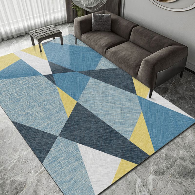 Multicolor Home Decoration Carpet Calming Triangle Print Area Rug Polyester with Stain Resistant Rug