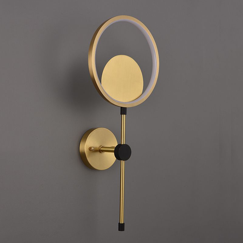 Rame moderno nordico rame a parete a parete a parete rotonda applique a parete per camera da letto