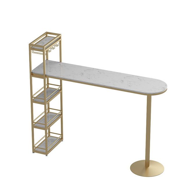 Glam Bar Table 42-inch Height Artificial Marble Top Pub Table with Storage Rack