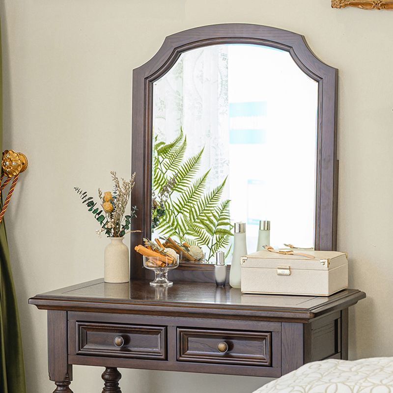 Ash Brown Vanity Set with Mirror 17.71" Wide Wood Vanity Tables with 2 Drawers