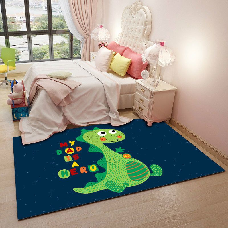 Cute Kids Room Rug Multi-Color Animal Pattern Rug Synthetics Anti-Slip Backing Easy Care Carpet