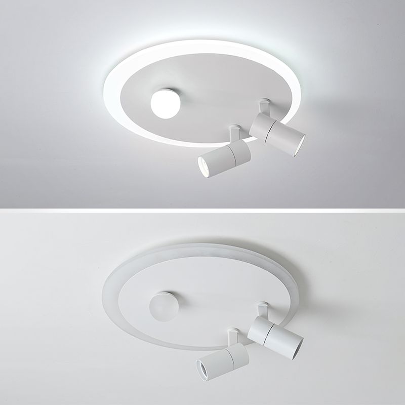 Plafonnier en fer moderne encastré rond avec 2 spots