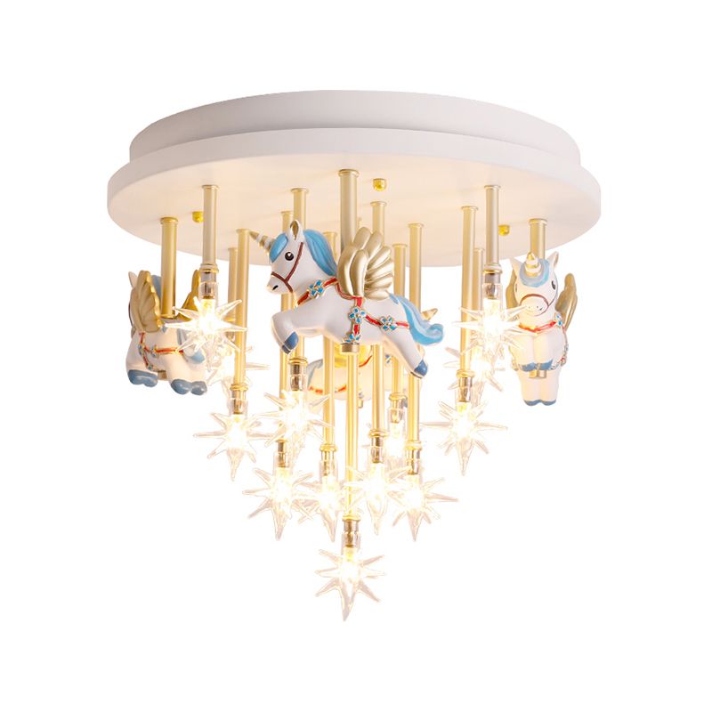 Sterplafondlamp cartoon helder glas 13 koppen kleuterschool semi-inbouwlamp met harseenhoorn