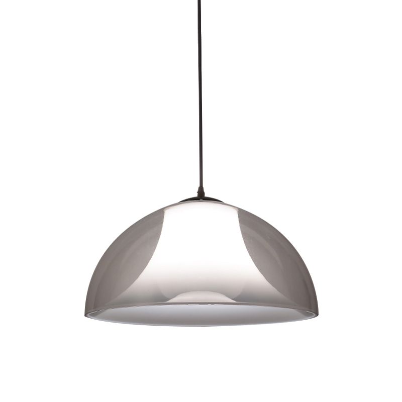 Black Semicircle Drop Pendant Light Simple 1 Bulb Clear Glass Ceiling Suspension Lamp