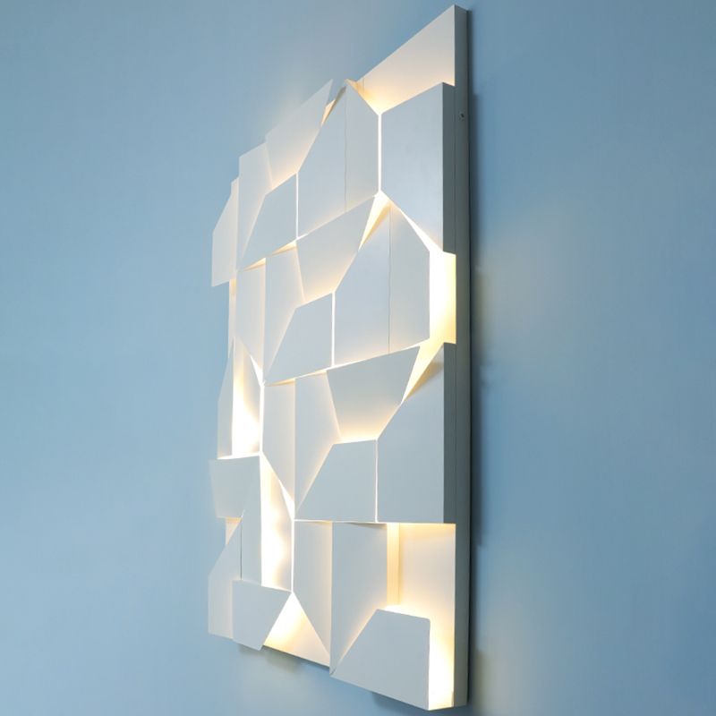 Luce da parete geometrica bianca Sconcetti di luce moderna in metallo funzione con palette di funce in metallo