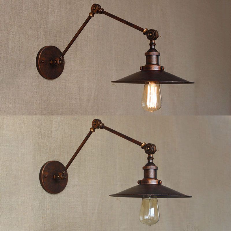 Industrielle Scheune Schwung Arm Saftleuchten Metall 1-Licht-Wandlampe in Chrom und Schwarz