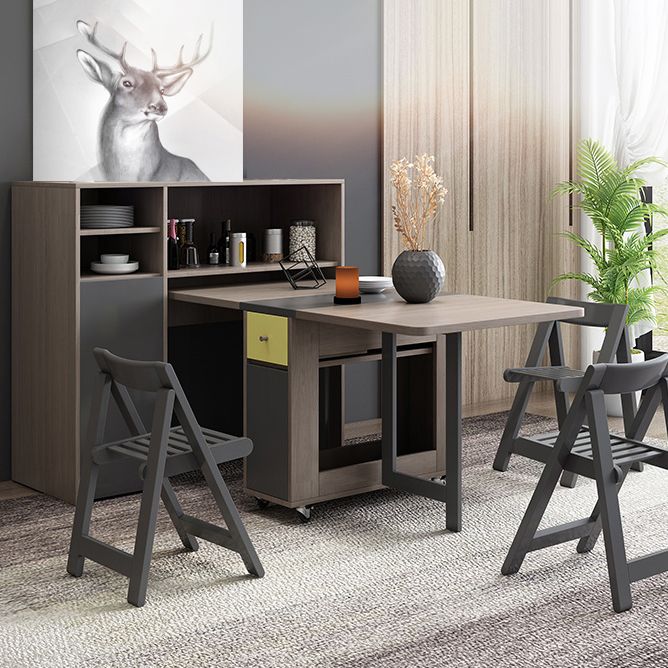 Mid-Century Dining Table Rectangle Drop-Leaf Sintered Stone Table for Home (only Table)