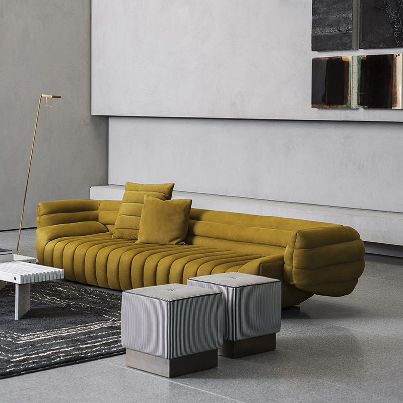 Transitional Modern Biscuit Back Sofa 23.62"High Velvet Tuxedo Arm Chesterfield Sofa