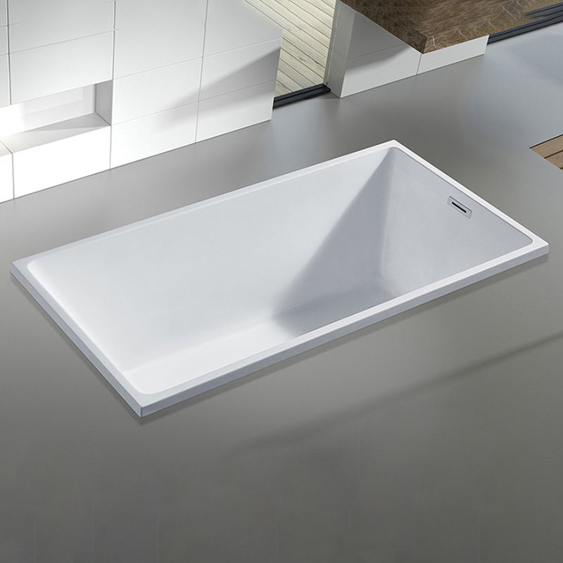 Modern Drop-in Acrylic Bathtub Internal Drain White Soaking Tub