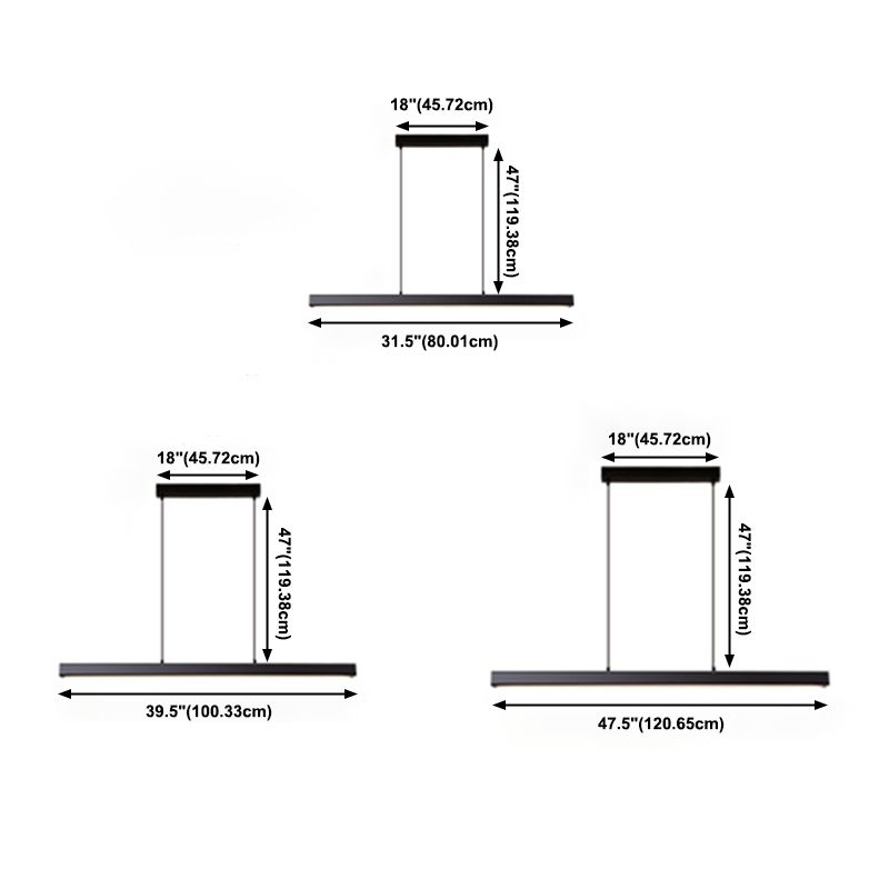 Modern Linear Island Chandelier Lights Metal 1 Light Flush Mount Chandelier