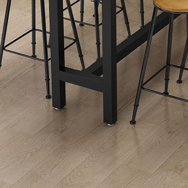 Light Brown Modern Style Bar Table Solid Wood Rectangular Bar Table with Metal Base