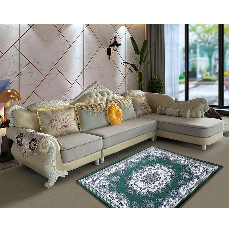 133.86"L x 74.8"W x 47.24"H Glam 5-Seat Cushion Back Sectional Rolled Arm Sofa and Chaise