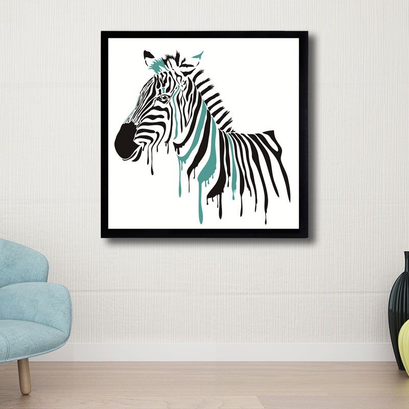 Zebra-Leinwandkunst, modernes dekoratives Wohnzimmergemälde in mehrfarbig