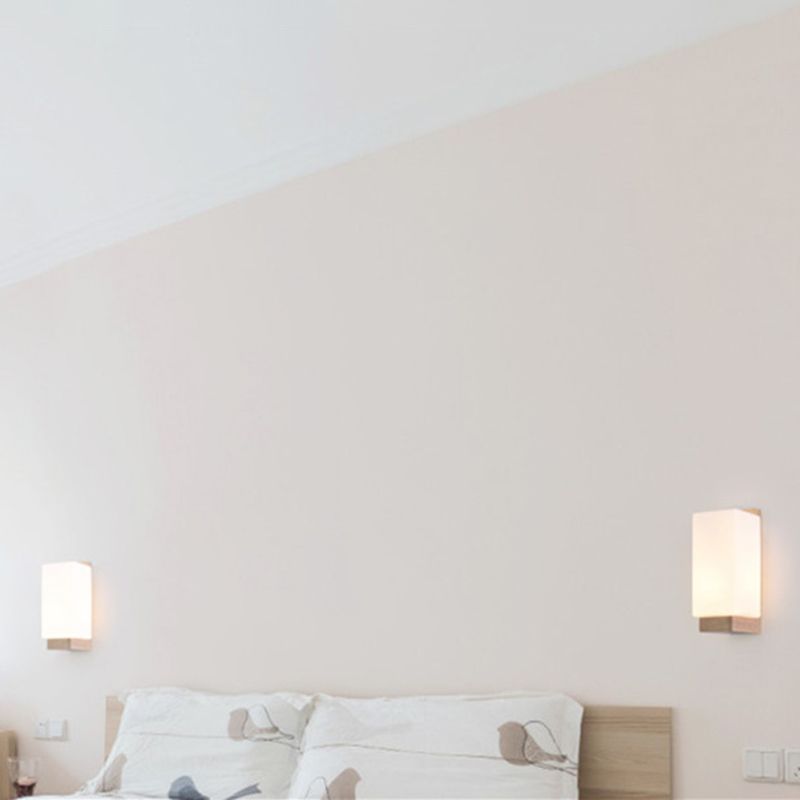 Luz de pared de color de registro de vidrio en la lámpara de pared rectangular de madera de estilo conciso moderno para espacios interiores