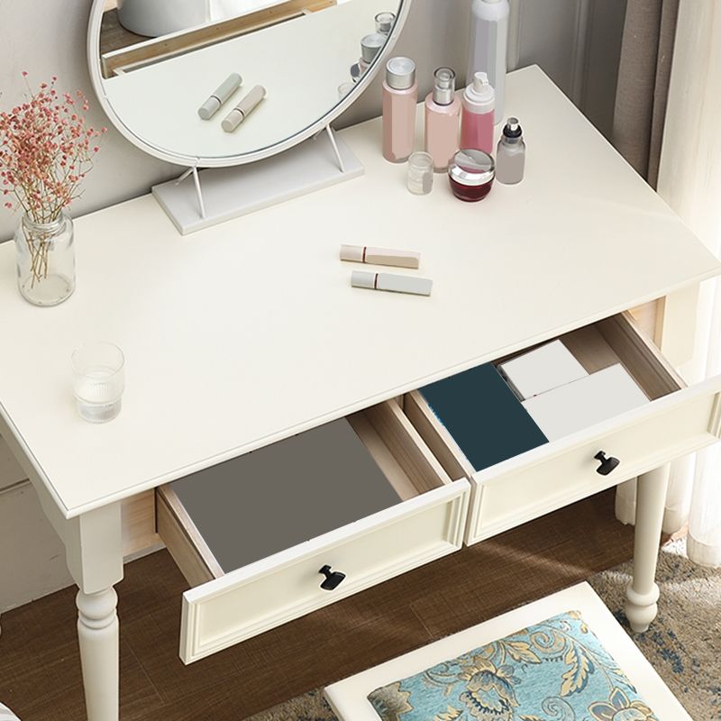 White Solid Wood Vanity Dressing Table Set Bedroom Make-up Vanity Table - 30.7" H
