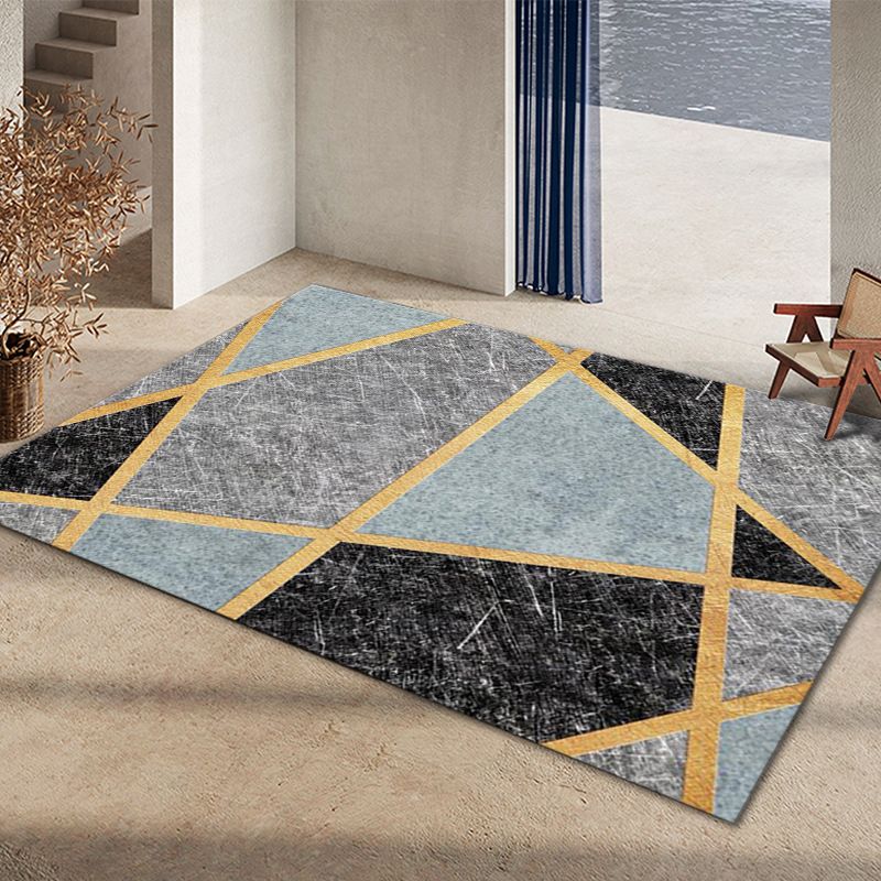 Tapis graphique en vert foncé Rapis graphique Polyester Tapis résistant aux taches pour la décoration intérieure
