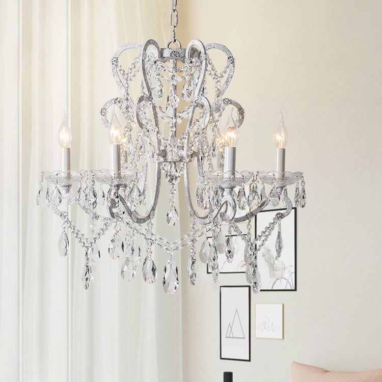 American Style Candle Chandelier Light Fixtures Multi-Head Hanging Pendant Lamps with Crystal