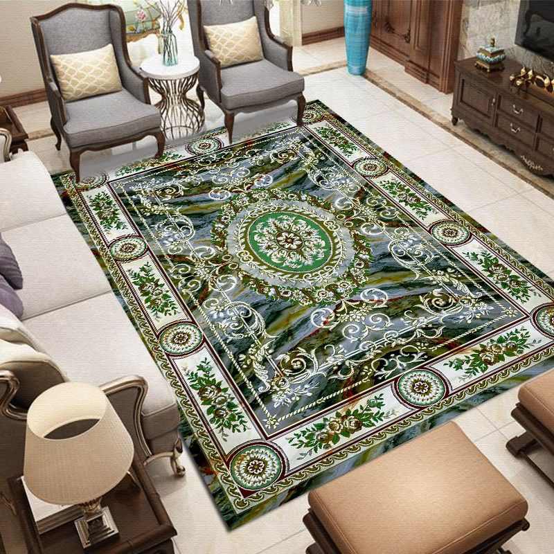 Modern Flower Print Rug Marble Surface Area Carpet Friendly Washable Carpet for Home Decoration