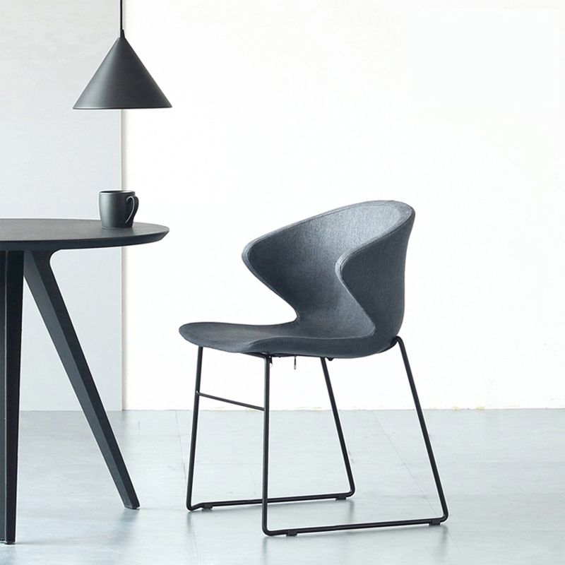 Contemporary Style Dining Chair Armless Metal Side Wingback Chairs for Kitchen