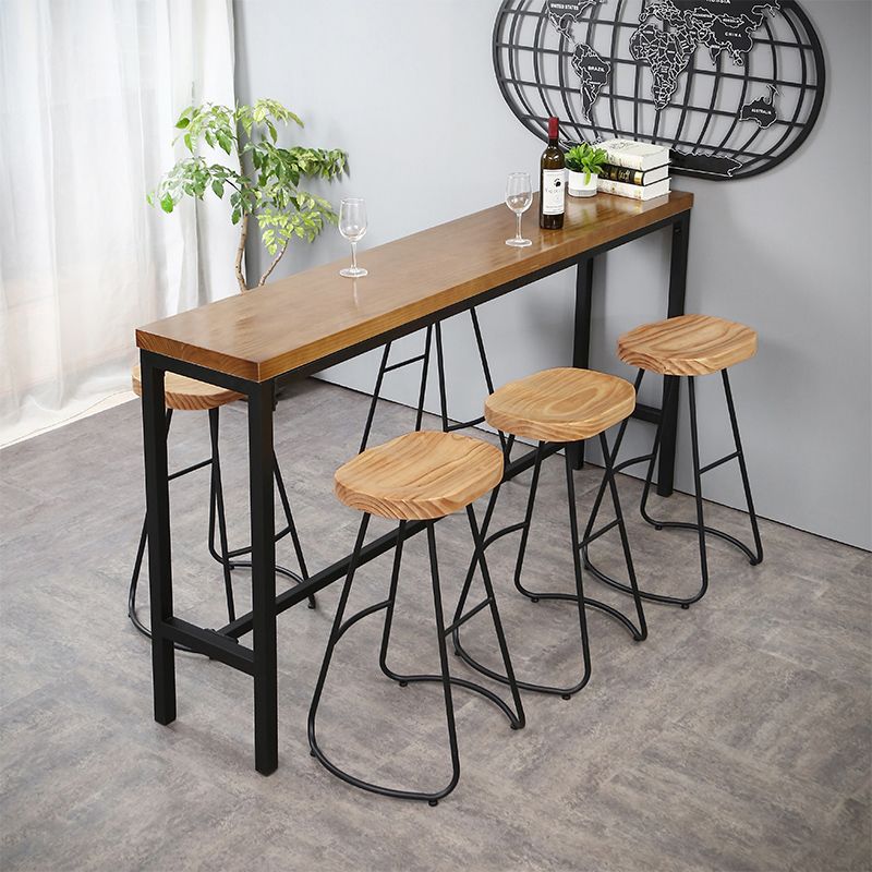 Industrial 1/4/6 Pieces Bar Table Set Rectangle Pine Wood Counter Table with High Stools
