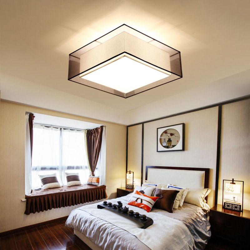 Plafonnier carré/rond en tissu de Style chinois, plafonnier pour salon
