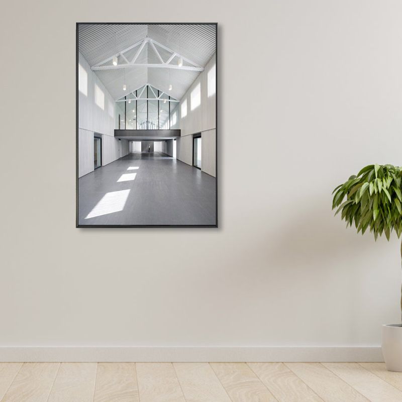 Photo Hallway Canvas Contemporary Style Building Painting in Light Color for Study Room