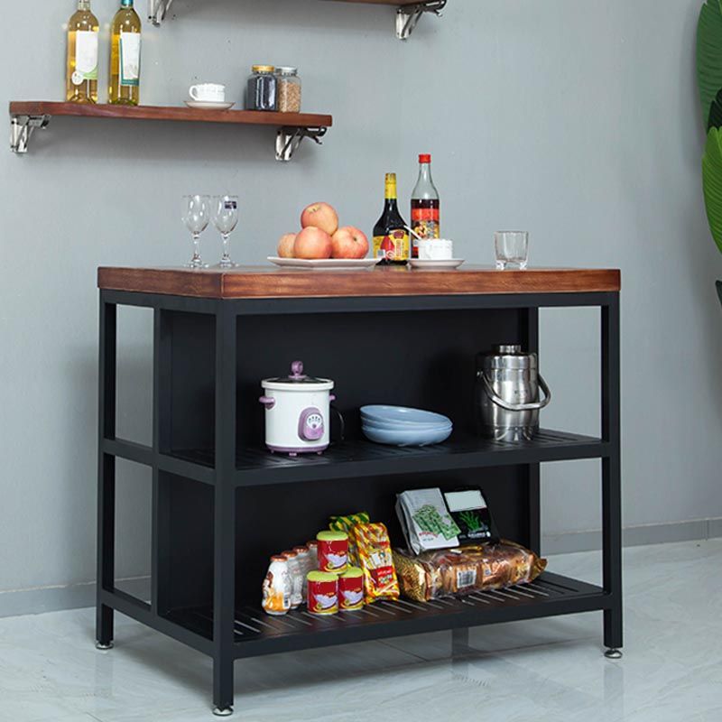 Industrial Stationary Kitchen Island table Metal Rectangular Kitchen Island Cart