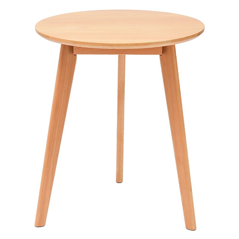 Round Minimalist Dining Table Wood Color Fixed Table with Beech Solid Wood