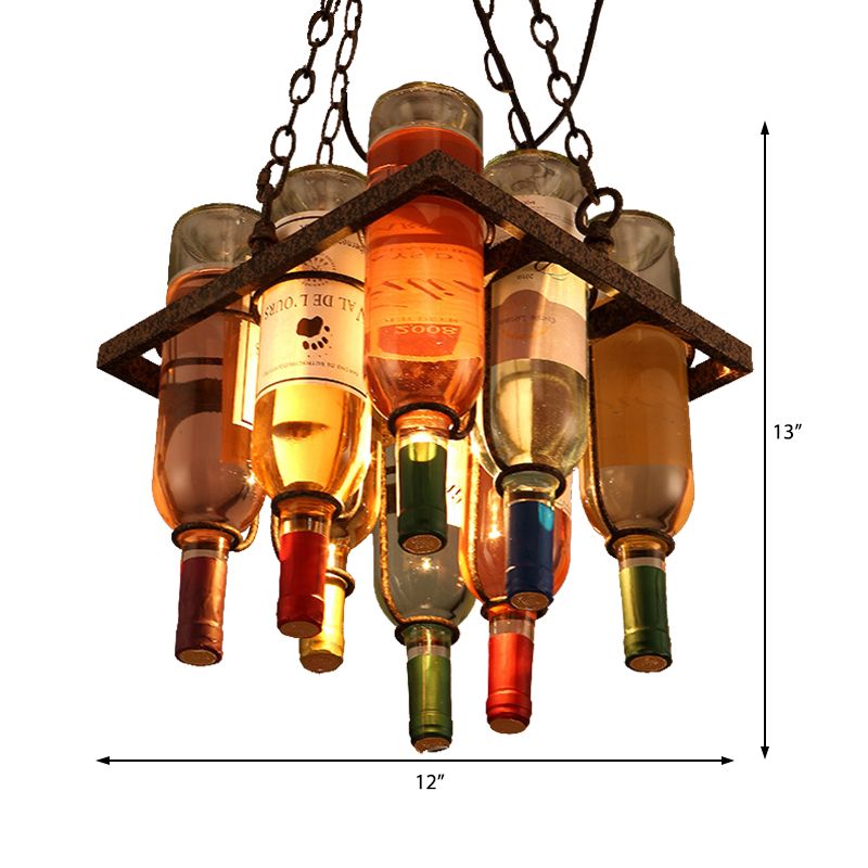 Metal 1/2/3 Lights Rust Dining Room Hanging Light Kit Industrial Round/Square/Rectangle Pendant Lighting