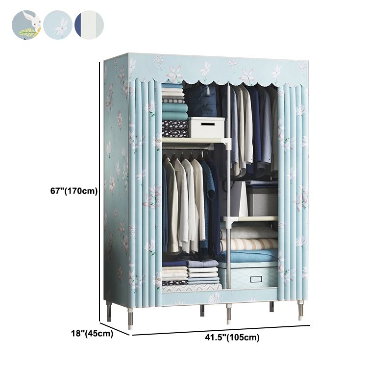 Contemporary Wardrobe Metal Bedroom Wardrobe Closet with Shelves