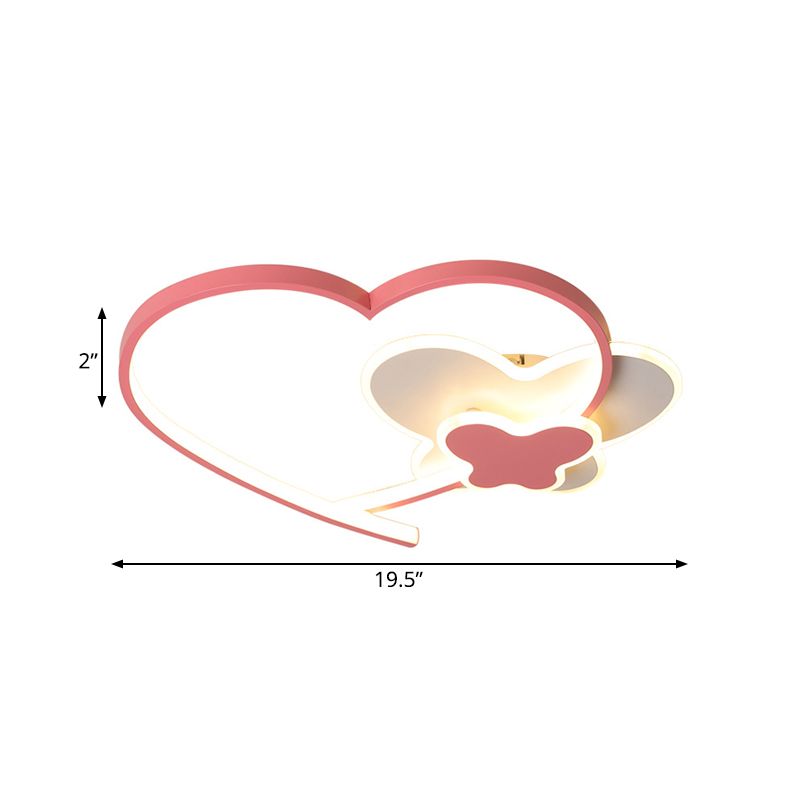 Loving Heart Frame Ceiling Flush Minimaliste Acrylique LED Rose Flushmount Éclairage Fixture pour la chambre