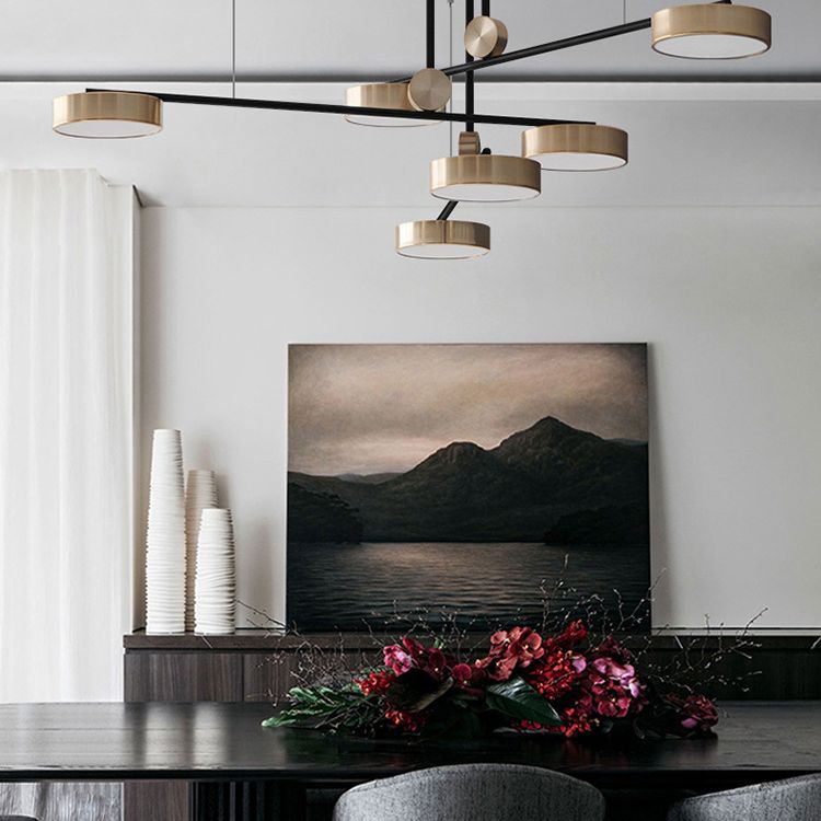 Gold Metall Pendelleuchte Licht aus der Mitte des Jahrhunderts modern