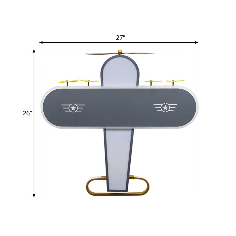 Metal Aircraft Flush Massimale Light Kids Black LED Flush Montato Lamp for Children Room